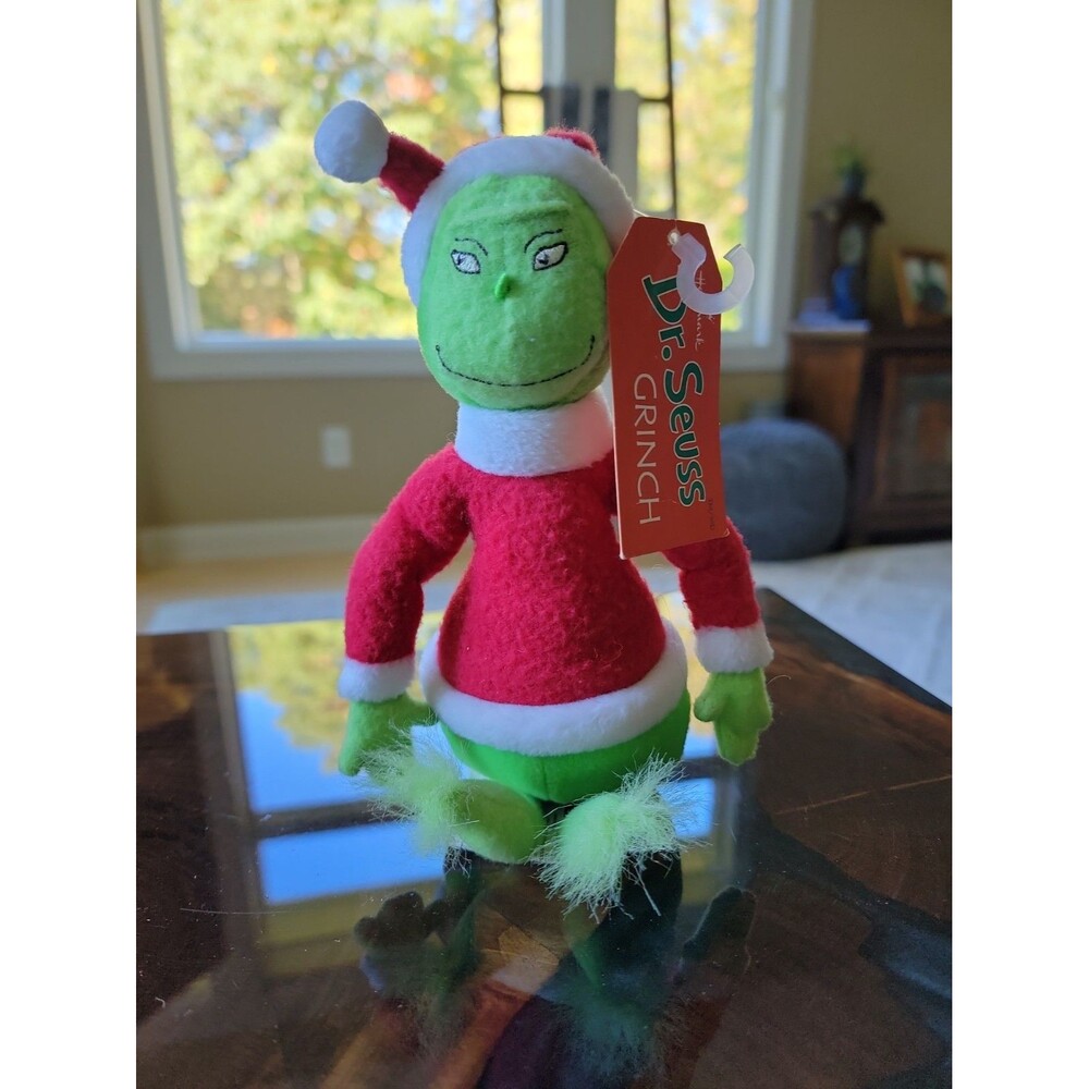 Vintage Hallmark Dr Seuss The Grinch Santa Suit Plush Stuffed Animal 9 Inch Tags